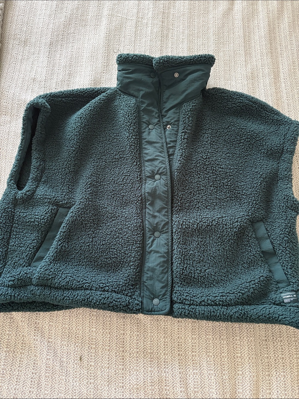 O'Neill Dark Teal Sherpa Snap-Front Vest